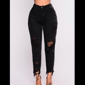 Fashion Nova Jeans - Black Distressed Boyfriend Jeans Fashion Nova Jeans - Black Distressed Boyfriend Jeans